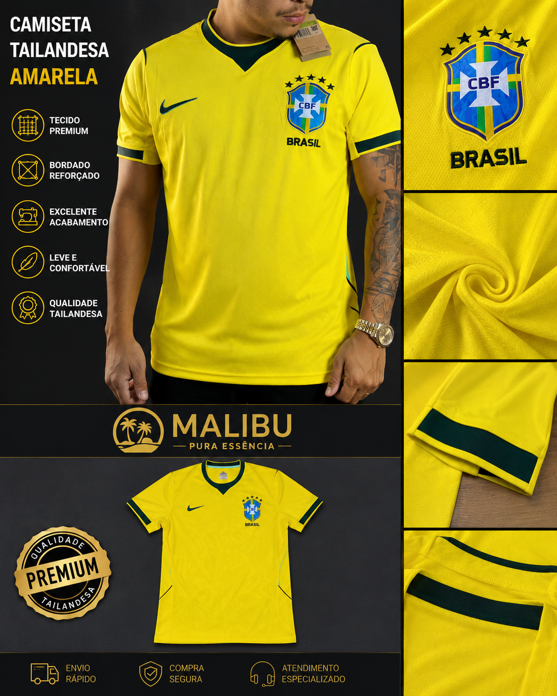 Camiseta Tailandesa Amarela G1