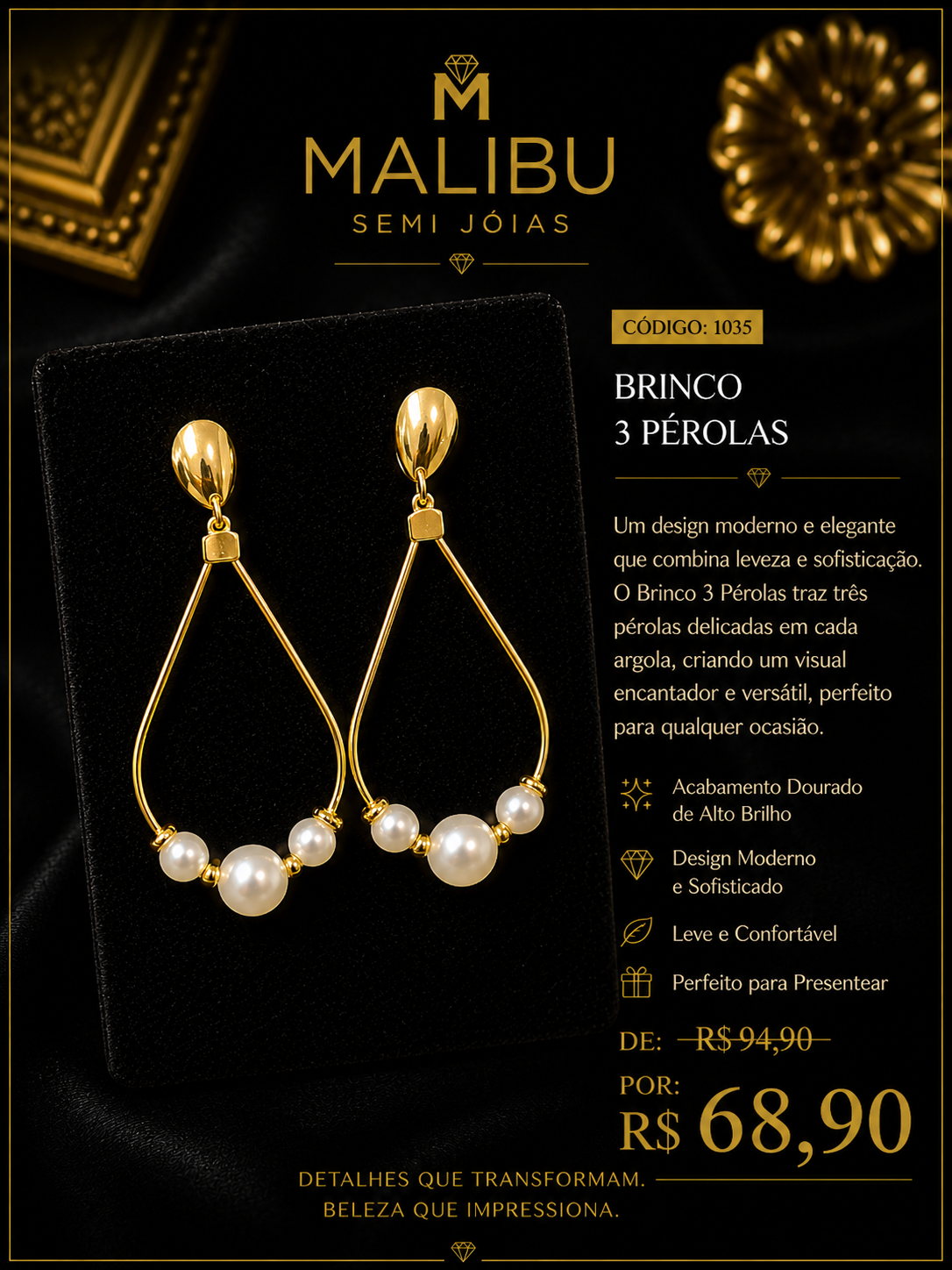 brinco 3 argola dourado