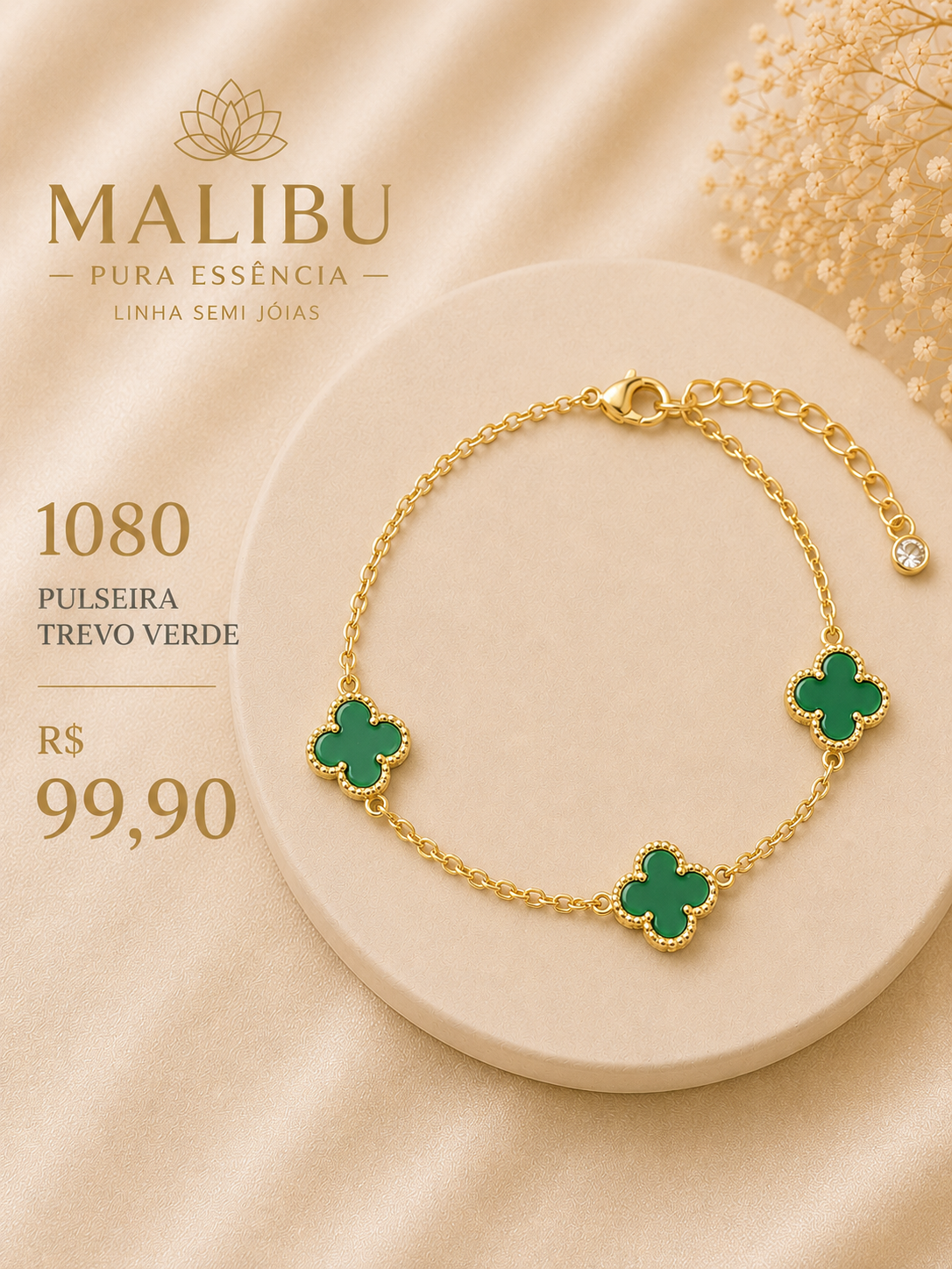 pulseira trevo verde