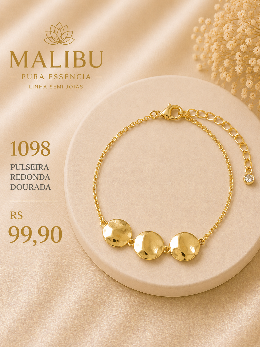 pulseira redonda dourada