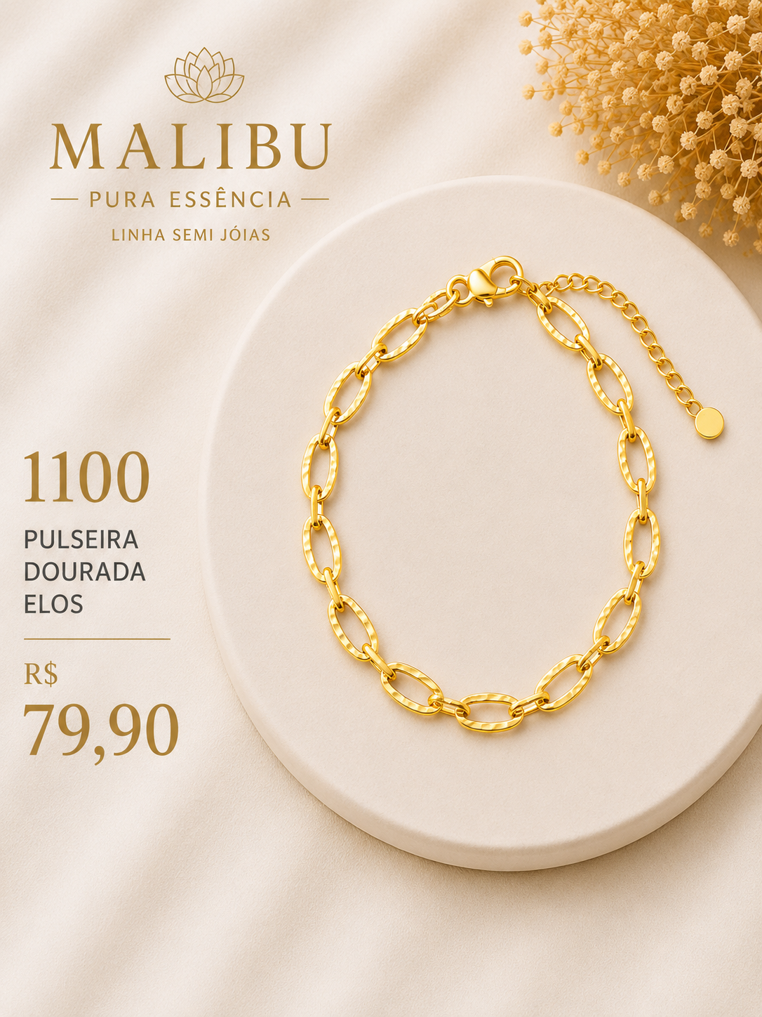 pulseira dourada elos
