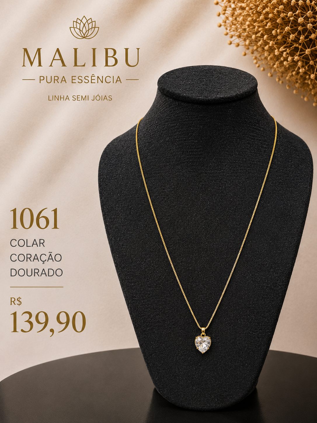 Colar Coração Dourado