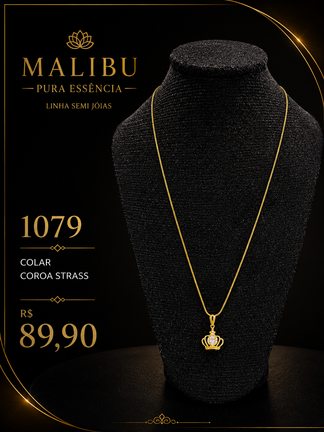 colar coroa strass