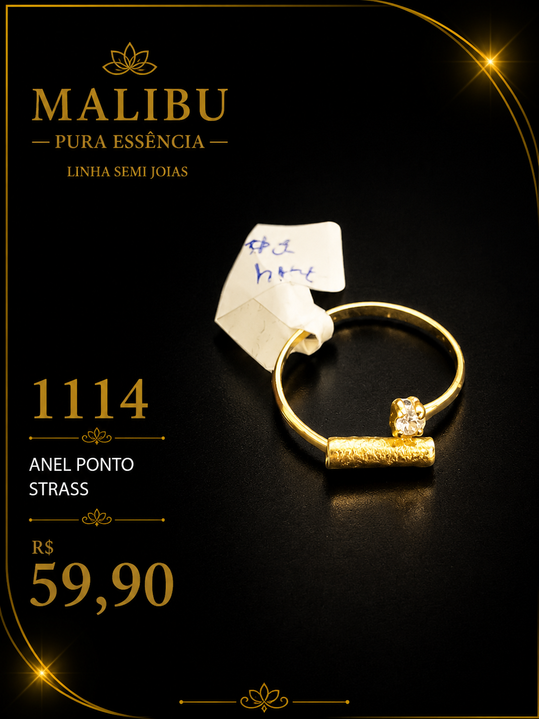 anel ponto strass