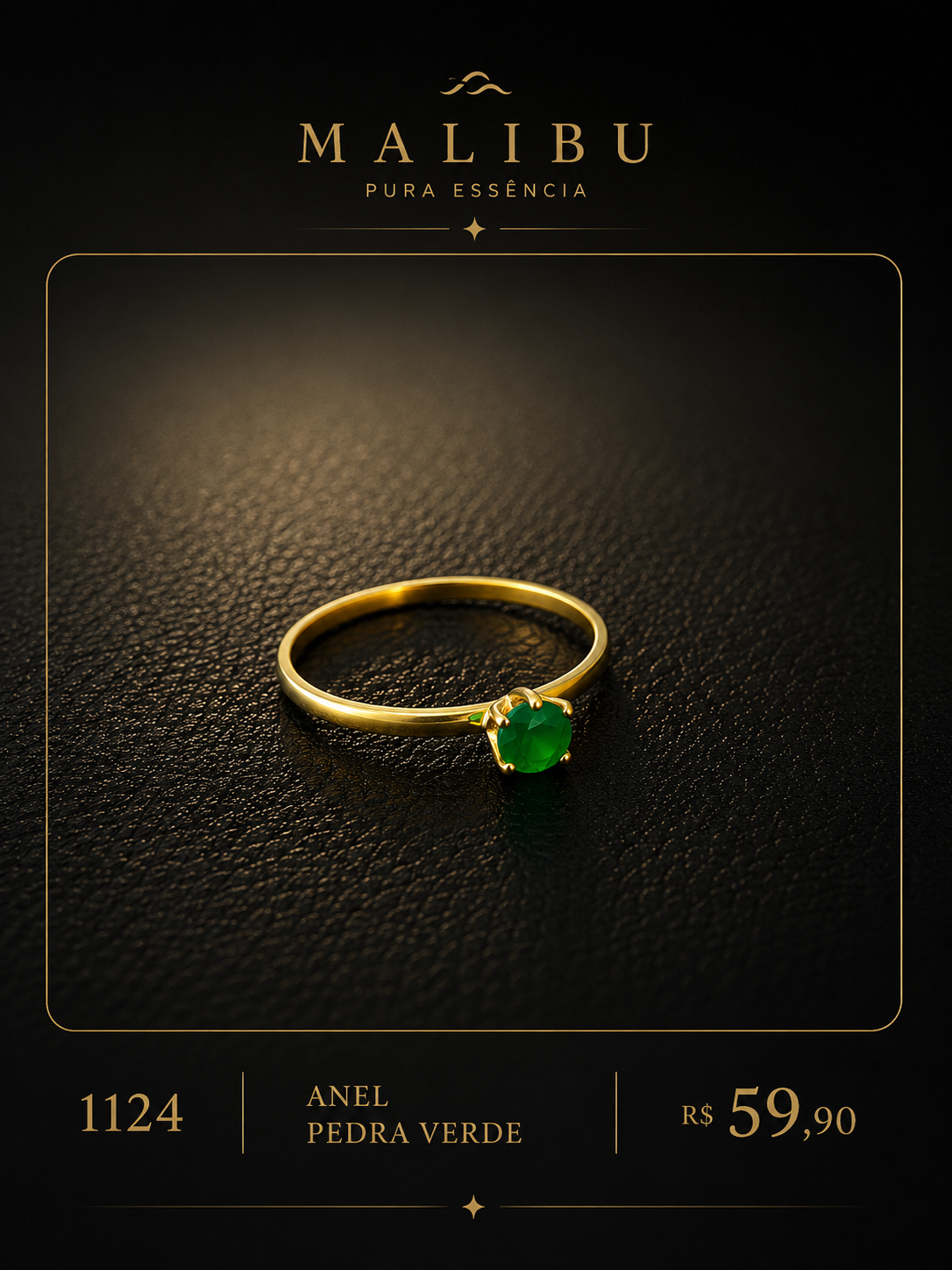 anel pedra verde